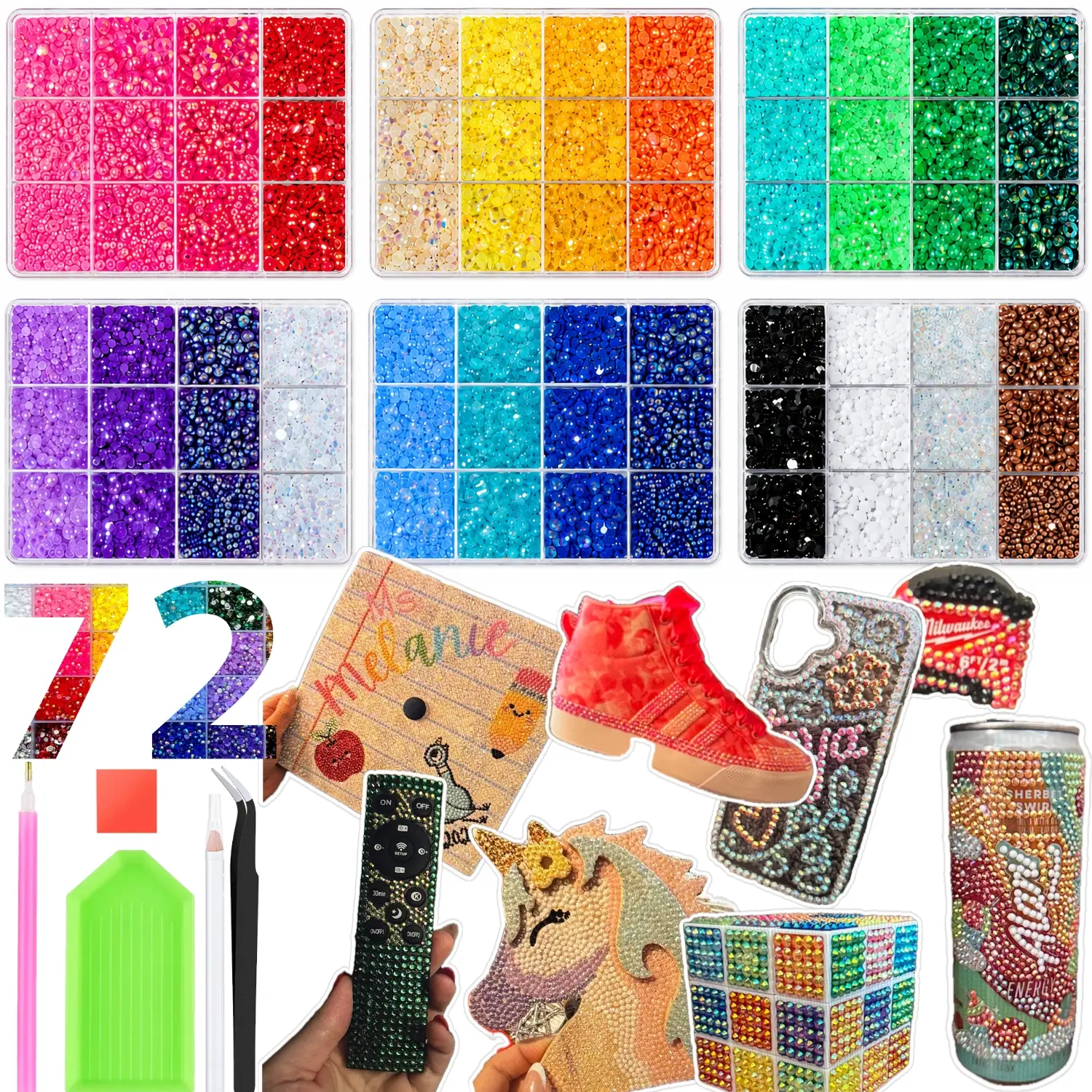 72000Pcs 72Colors 3mm Jelly Flatback RhinestonesBedazzling Kit with Nail Art, Shoes & DlY Diamond Art, DIY Craft Set for Nail Art & Shoes, Ultimate Creative Gift for Her,makeup, and DIY decorations, includes storage box,deals for you