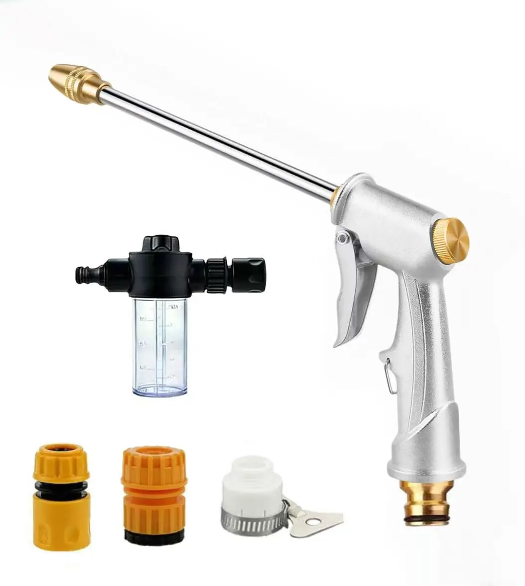 Garden Hose Nozzle, High Pressure Water HoseNozzle Sprayer Head(Includes a Foam battle),fits 3/4" Garden HoseThread,for Lawn & Garden,WashingCars,Watering Garden,Cleaning,ShoweringDogs&Pets
