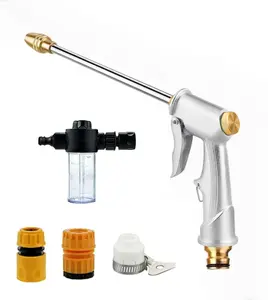 Garden Hose Nozzle, High Pressure Water HoseNozzle Sprayer Head(Includes a Foam battle),fits 3/4" Garden HoseThread,for Lawn & Garden,WashingCars,Watering Garden,Cleaning,ShoweringDogs&Pets
