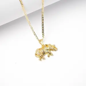 Gold Elephant Pendant Necklace - Elegant Chain Design for Women's Fashion Jewelry