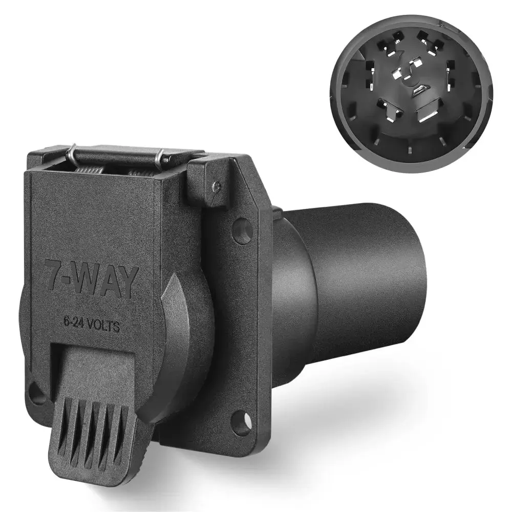Nilight USCAR to 7-Way Plug Trailer Connector Adapter, Plastic, Twist Install & Plug-and-Play, 1 RV 7-Pin Connector with Bracket Mount, for Trailer Towing & Rear Bumper, Includes 1 User Manual, Fathersday Gift, Rv 7-Pin Trailer Connector