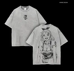 Nami One Piece Anime Double Printed Vintage Washed Tee Unisex Oversize Heavyweight Cotton T-shirt for Anime Fans and Lovers