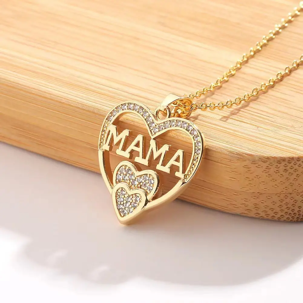 Women's Silvery Heart MOM Pendant Necklace - Minimalist Chain, Meaningful Personalized Jewelry, Love-Themed Birthday & Mother's Day Keepsake Gift, Meaningful Gifts, Elegant, Metallic Finish, Mom Theme, Thoughtful Gift For Mother's Day