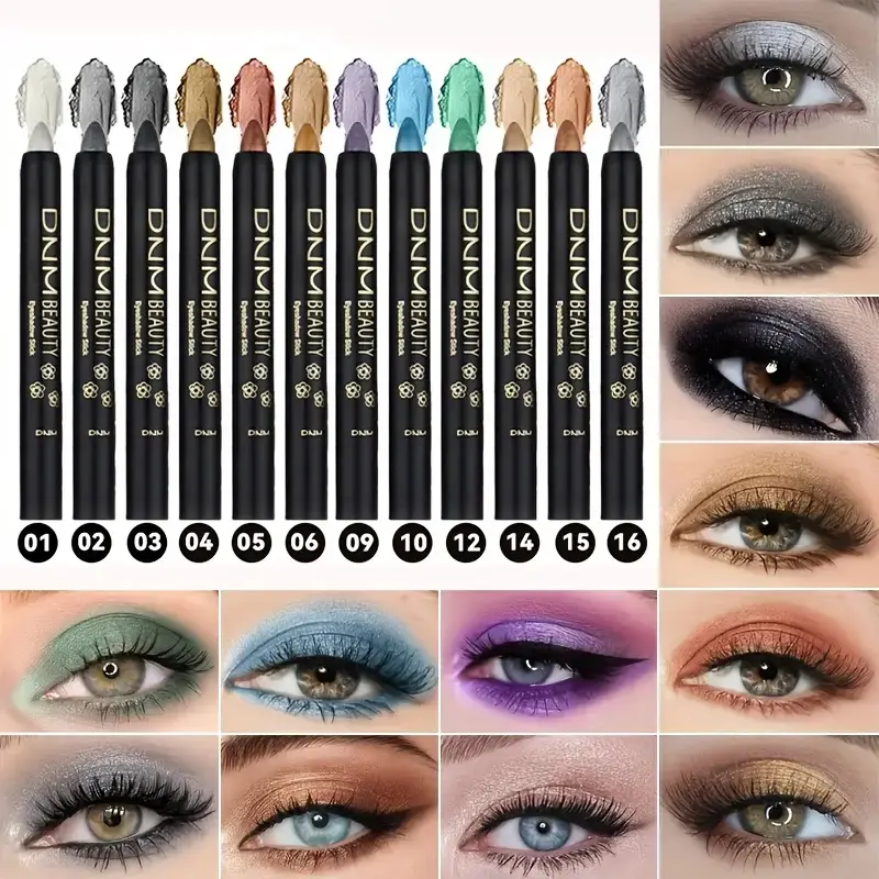 16-Color Stick Set: Eyeshadow Pencil Crayon, Eye Brightener, Waterproof, Long-Lasting (Matte & Shimmer), Eye Makeup Products – Perfect for Music Festivals & Parties