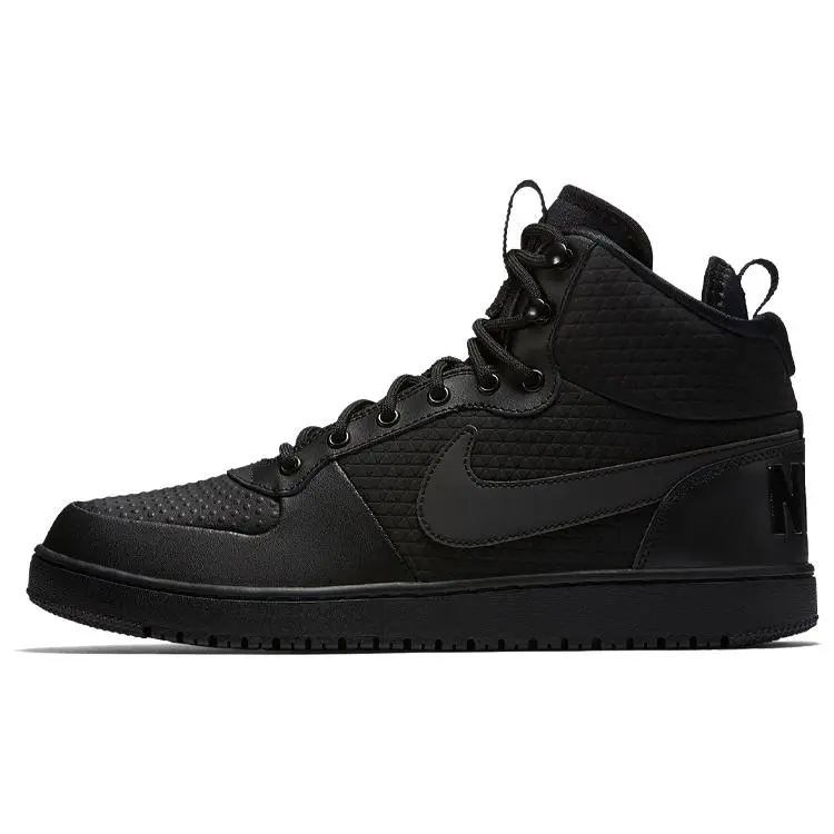 Nike Court Borough Mid Winter Triple Black Skate Shoes Men's AA0547-002