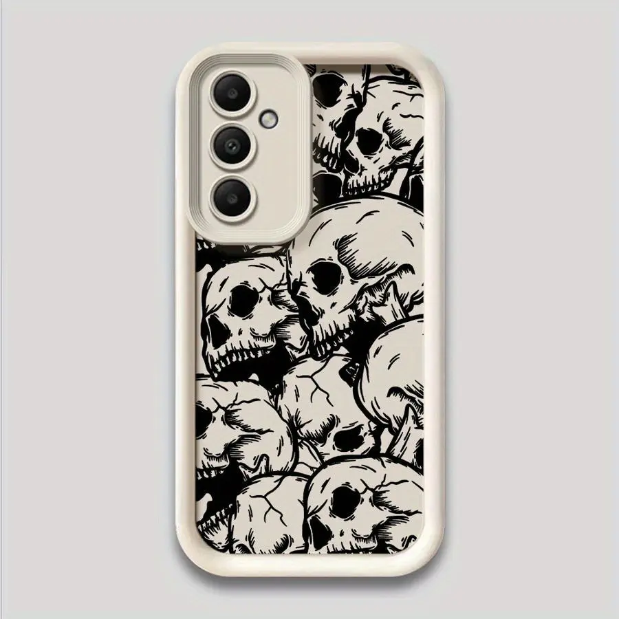 Silicon Smartphone Case with Protection, High-Quality Soft Shockproof Vintage Skull Head Cover for Samsung Galaxy A12 A13 A14 A15 A16 A22 A23 A24 A25 A32 A33 A34 A35 A51 A52 A52s A53 A54 A55 A71 A72 A73 Mobile Devices, Accessories, Cellphone, Casing