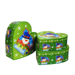 Heart Shaped Holiday Themed Snowman Gift Boxes- Set of 3 | W7846