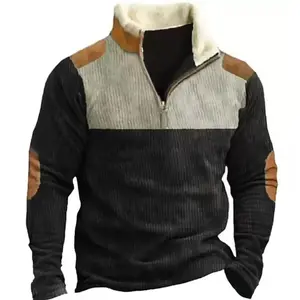Men's Western Sherpa Pullover Jacket Vintage Bull Head & Tribal Graphic Print Long Sleeve Loose Fit Fleece Winter Fall Fashion Country Cowboy Sweatshirt