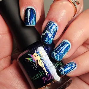 Icebreaker | A Dark Navy Crackle Polish with a Bright Blue to Violet Aurora | Drunk Fairy Polish