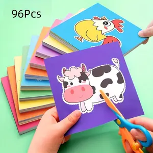 96pcs Kids Scissor Skills Activity Set - Paper Cutting Crafts Kit with Child-Safe Scissors for Decoupage, Paper Art, and Fine Motor Skills Development, Craft Kits