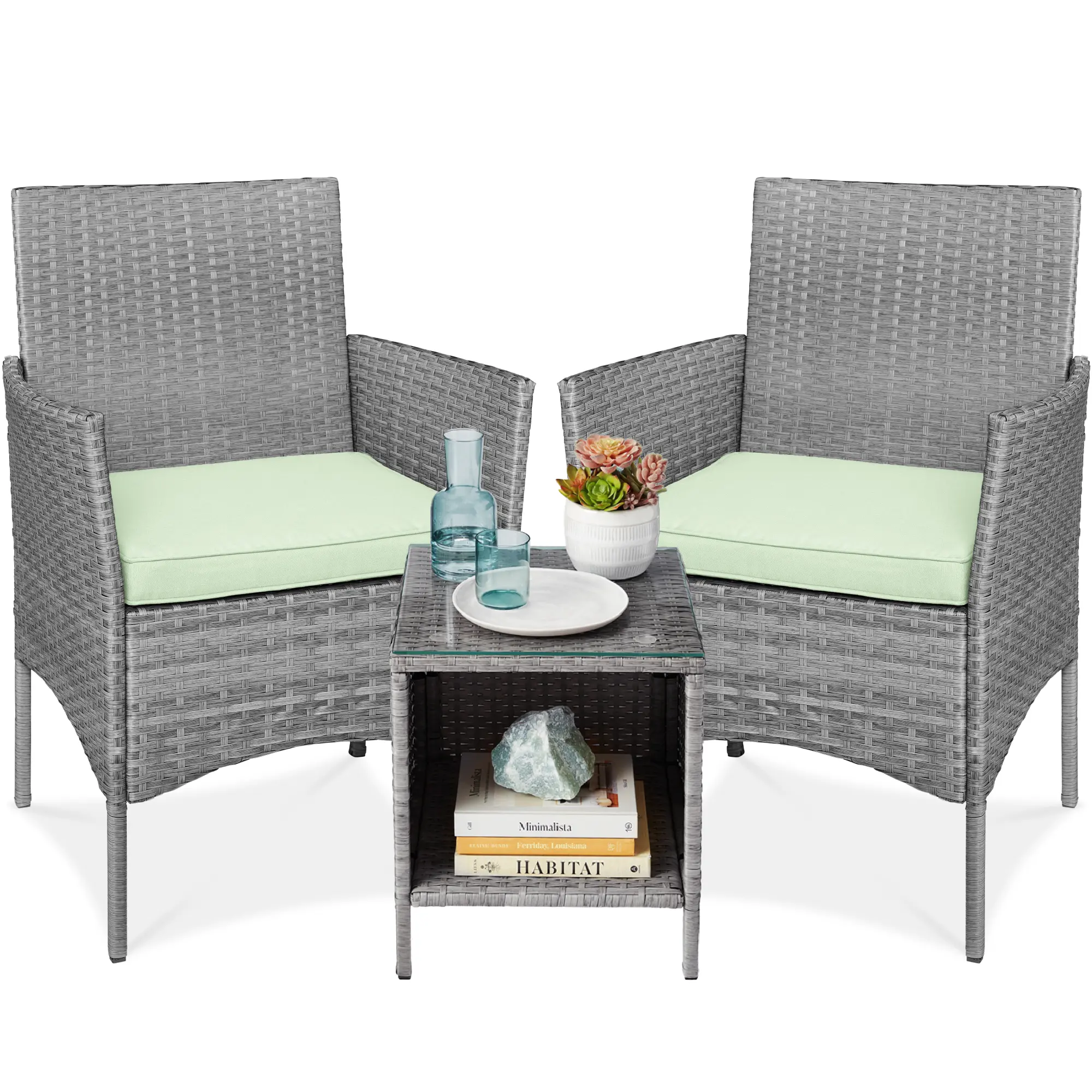 Best Choice Products 3-Piece Outdoor Wicker Conversation Patio Bistro Set, w/ 2 Chairs, Table Best Choice Products 3-Piece Outdoor Wicker Conversation Patio Bistro Set, w/ 2 Chairs, Table