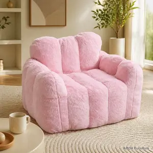 ARCH Lotus-Type Compression Sofa Chair, Adult Single No-Installation Bean Bag Sofa Chair with Pull Ring for Easy Movement, Suitable for Living Room, Blush Pink