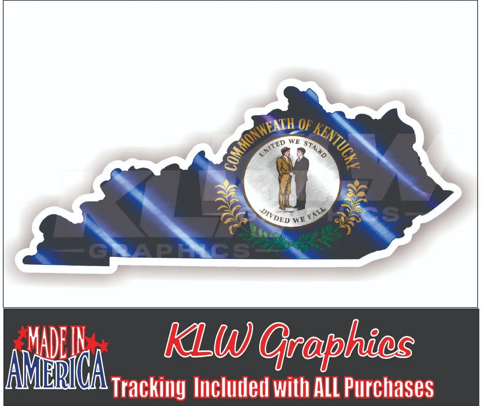 Kentucky State Flag Full Color Decal Sticker Chrome Look KY Vinyl Car Diesel Truck Window