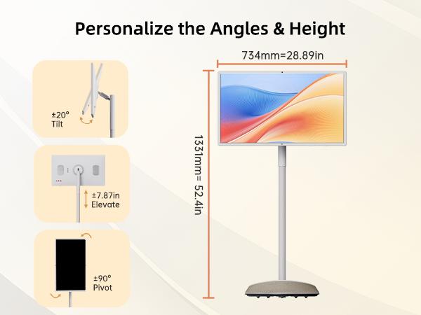 KTC MEGAPAD 32" 4K UHD Smart Portable TV, 16+256GB Android 13, Google EDLA Smart Touch Monitor with 9500mAh Battery, Built-in Camera + Dual 6W Speakers