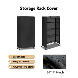 Shelf Covers for Wire Shelving 900D Oxford Cloth Thick Storage Shelf Cover, Heavy Duty Dustproof Wire Rack Covers, Outdoor Rack Cover with Zipper for Metal Shelving(48"W x 24"D x 72"H)