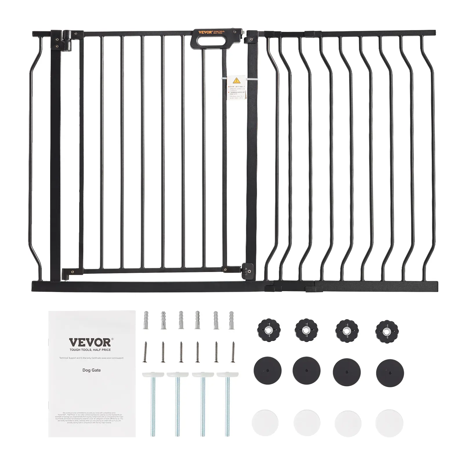 VEVOR Baby Gate,  29.5"-46.4" Extra Wide, 30" High, Dog Gate for Stairs Doorways and House, Easy Step Walk Thru Auto Close Child Gate Pet Security Gate with Pressure Mount Kit and Wall Mount Kit, Black