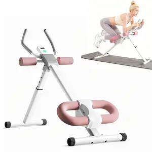 Adjustable Ab Trainer Machine with Monitor Foldable Pink Exercise for Abs Arm Leg Buttocks Shaper 36.81x12.99x7.48 inches upper glute workout