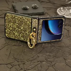 This Stylish Phone Case Is Designed for The Moto Razr Series, Featuring a Luxurious Design with Sparkling Sequins And an Artificial Diamond-Plated Ring Buckle, Suitable for The Moto Razr 50, 60 Ultra+ 2024, And 2025 Hard PC Phone Cases.