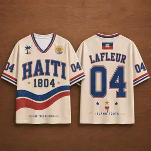 Custom Haiti 1804 Jersey Shirt, Retro Caribbean Soccer Tee, Blue Red Gold 2026 Fan Gift, Personalized Island Roots Top for Men Women Fans
