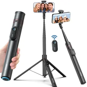 RTAKO Selfie Tripod & Stick for Phone, Open with One Click, Wireless Remote Included. Smartphone Vlogging Kit, tripod for iphone, phone accessories