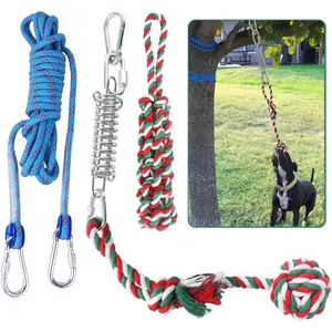 Dog Outdoor Bungee Hanging Toy, Tether Tug of War Toys for Medium to Large Dog to Exercise, Durable Interactive Tug Toy, Dog Rope Toys