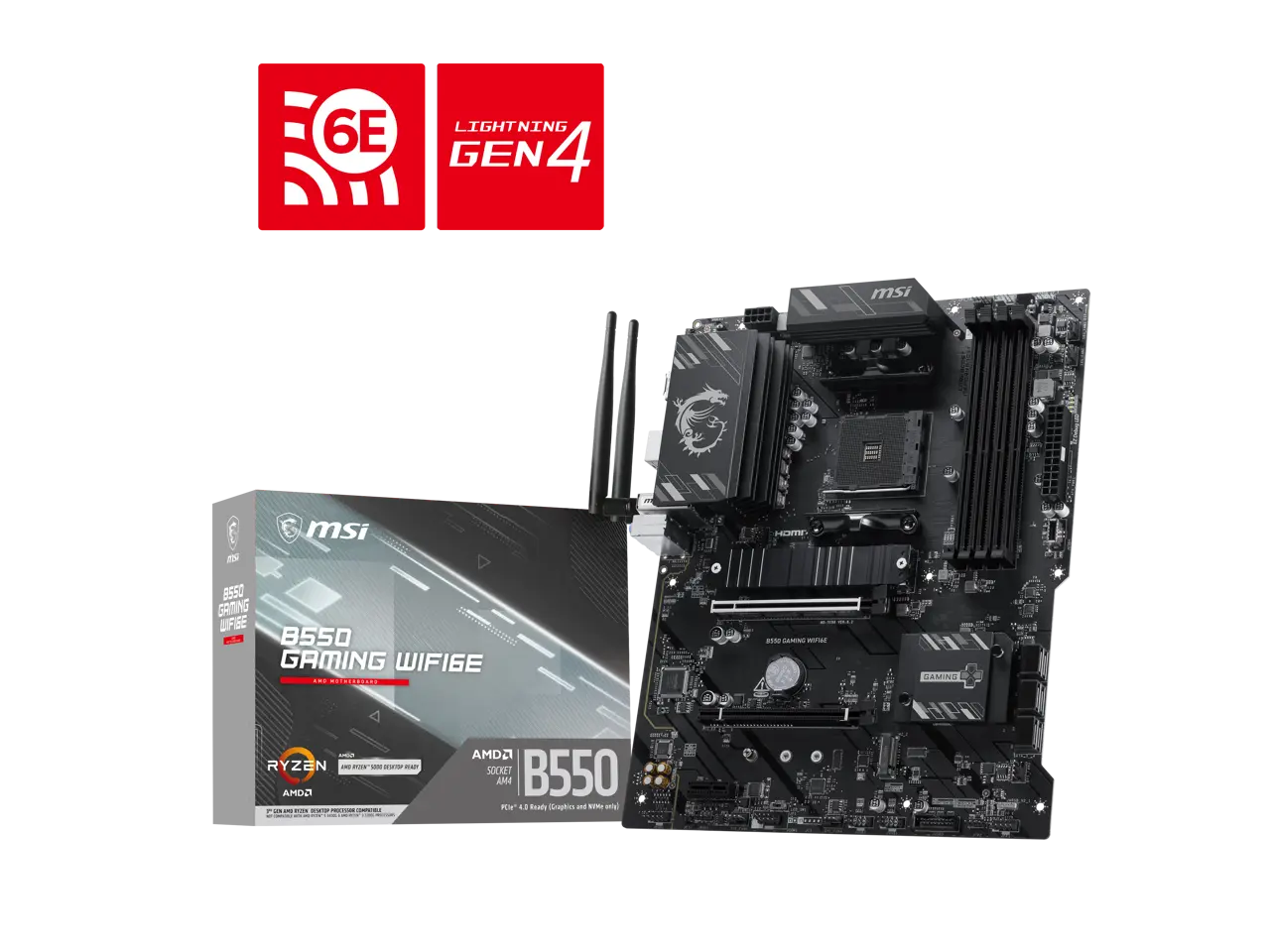 MSI B550 GAMING WIFI6E AM4 AMD B550 SATA 6GB/S 1G LAN DDR4 M.2 Wi-Fi 6E ATX Motherboard