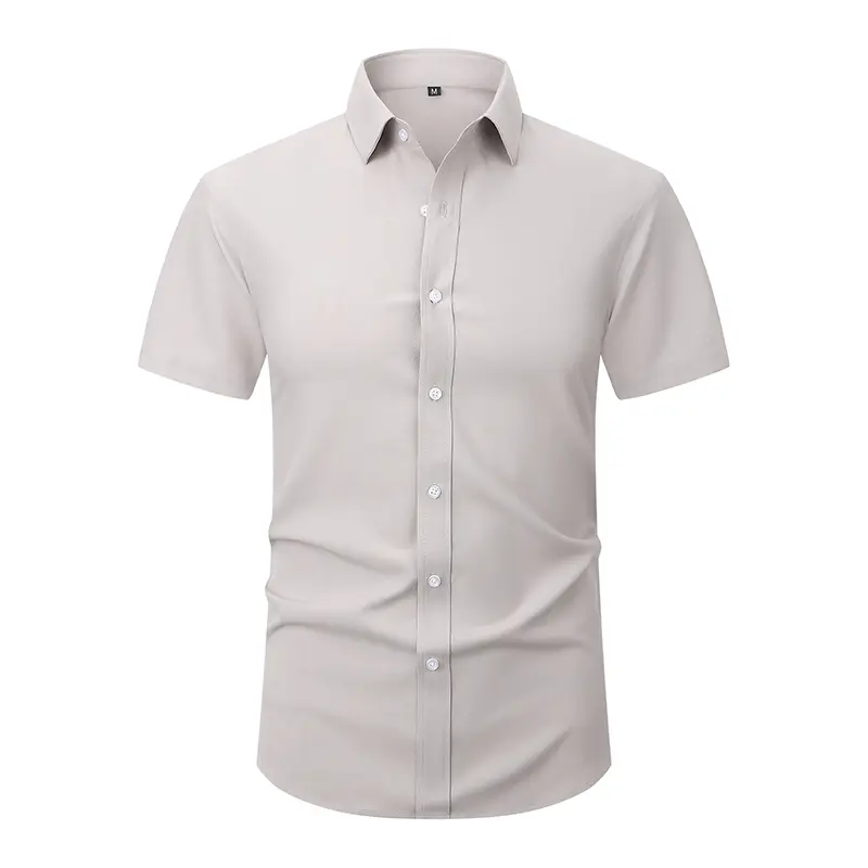 Unisex Plain Loose Shortsleeve Shirt - 2026 Menswear Business-Casual Top for Spring and Autumn, Elegant Fashion Design Clothes Big