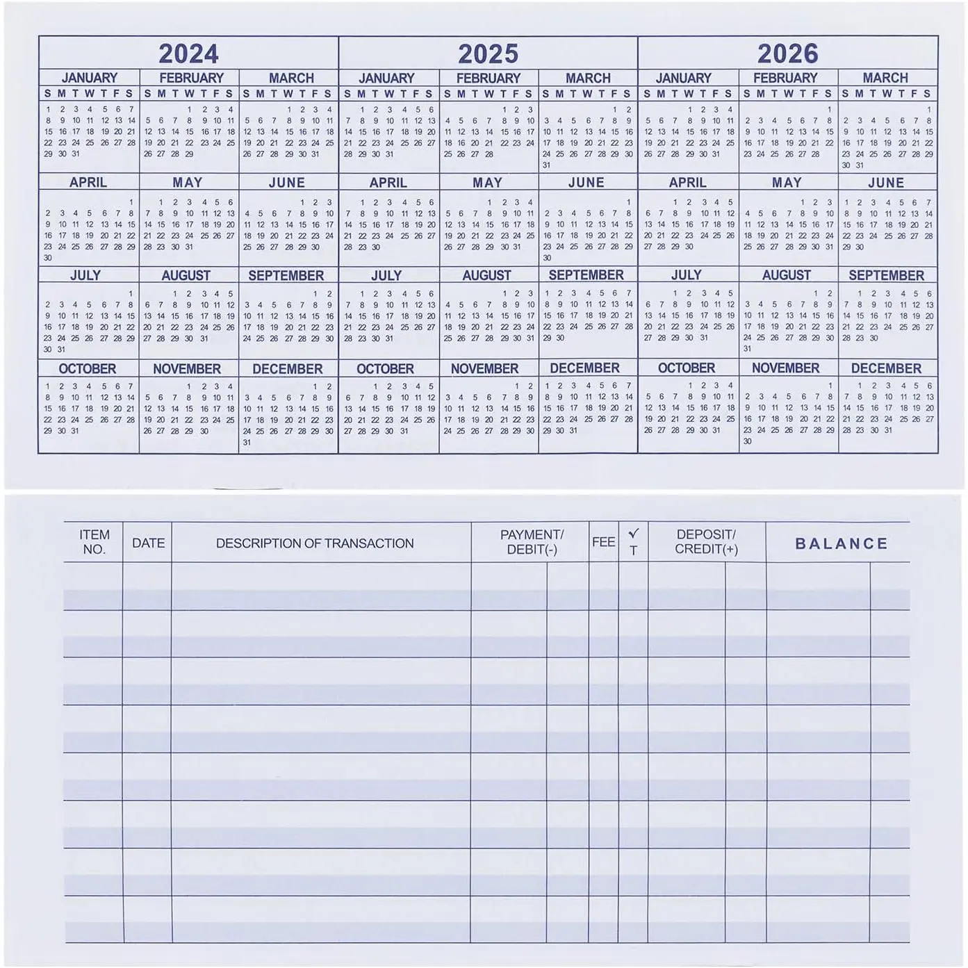 20 Pack Checkbook Register, Check Registers for Personal, Blank Ledger Transaction Registers for Personal or Business , Check Register Book for Checking and Saving Account, Deposit and Credit Card