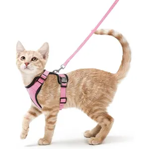 Cat Harness and Leash Set Escape Proof Adjustable Kitten Harness Vest Style Breathable Soft Pet Harness for Walking Outdoor
