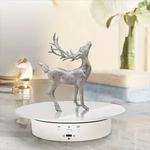 360 Degree Electric Rotating Turntable Low Noise Adjustable Smooth Rotation Non-slip Display Stand for Photographic Products White 7.8 inches Load 17 LB with Mirror Glass