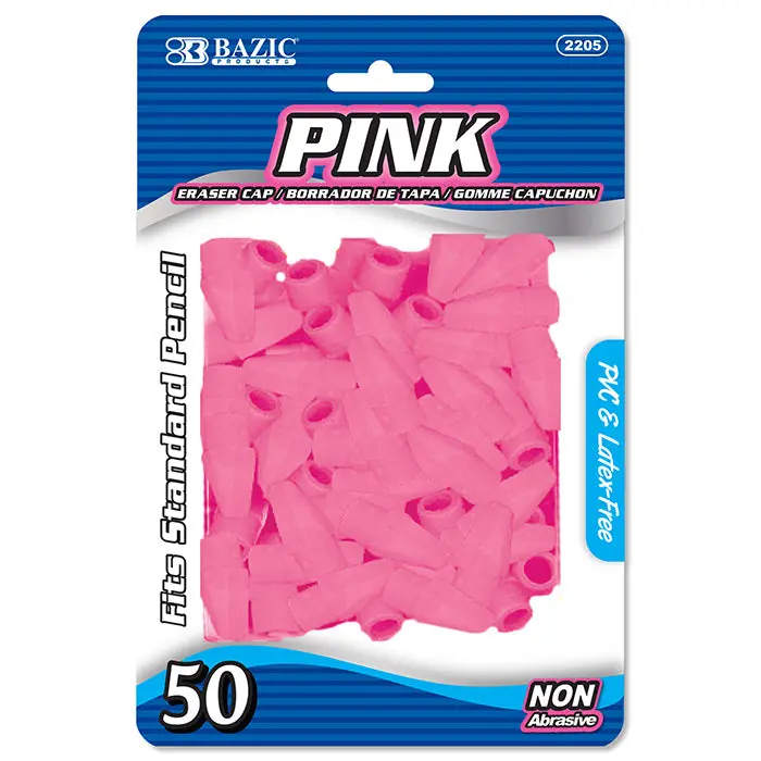 BAZIC Pink Eraser Cap (50/Pack) BAZIC Pink Eraser Cap (50/Pack)