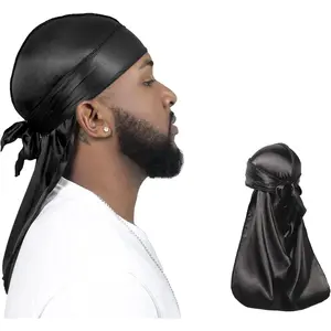 2 Pieces Silky Durag Pack for Men Women Waves, Premium Satin Deluxe Du-rag
