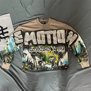 High-Quality Retro Washed Sweatshirt for Men & Couples — Fashionable Graphic Print, Loose Casual Fit, Plus Size, Hip-Hop Style Hoodie Pullover