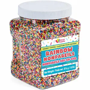 Rainbow Nonpareil Sprinkles - 1.8 Pounds - Non-Pareil Topping for Ice Cream - Valentines Day Bulk Rainbow Sprinkles For Cookies, Cupcakes, Cake Decorating