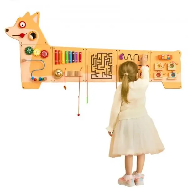 Vevor ETMLGBMZKZHSKMS92V0 Puppy Activity Wall Busy Board Panels - Montessori Sensory Wall Toy with 12 Activities for 3-12 Years Kids - Ideal for Toddler Playroom, Kids' Corner, Classroom