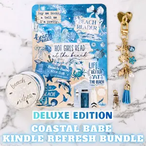 COASTAL BABE DELUXE Kindle Refresh Kit | Includes Insert, Magnetic Grip, Dust Plug Charm, and Chain Charm