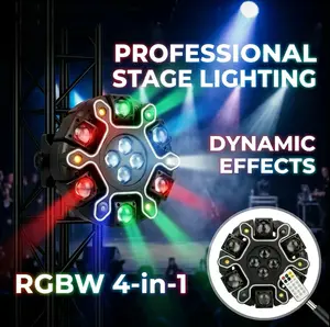 200W Moving Head DJ Light - RGBW Beam, Honeycomb Strobe, DMX512, Sound-Activated, Dimmable Color Changing LED, Music Sync, Sync with Music, Novelty Lighting for Parties, Stages, Summer Gardens