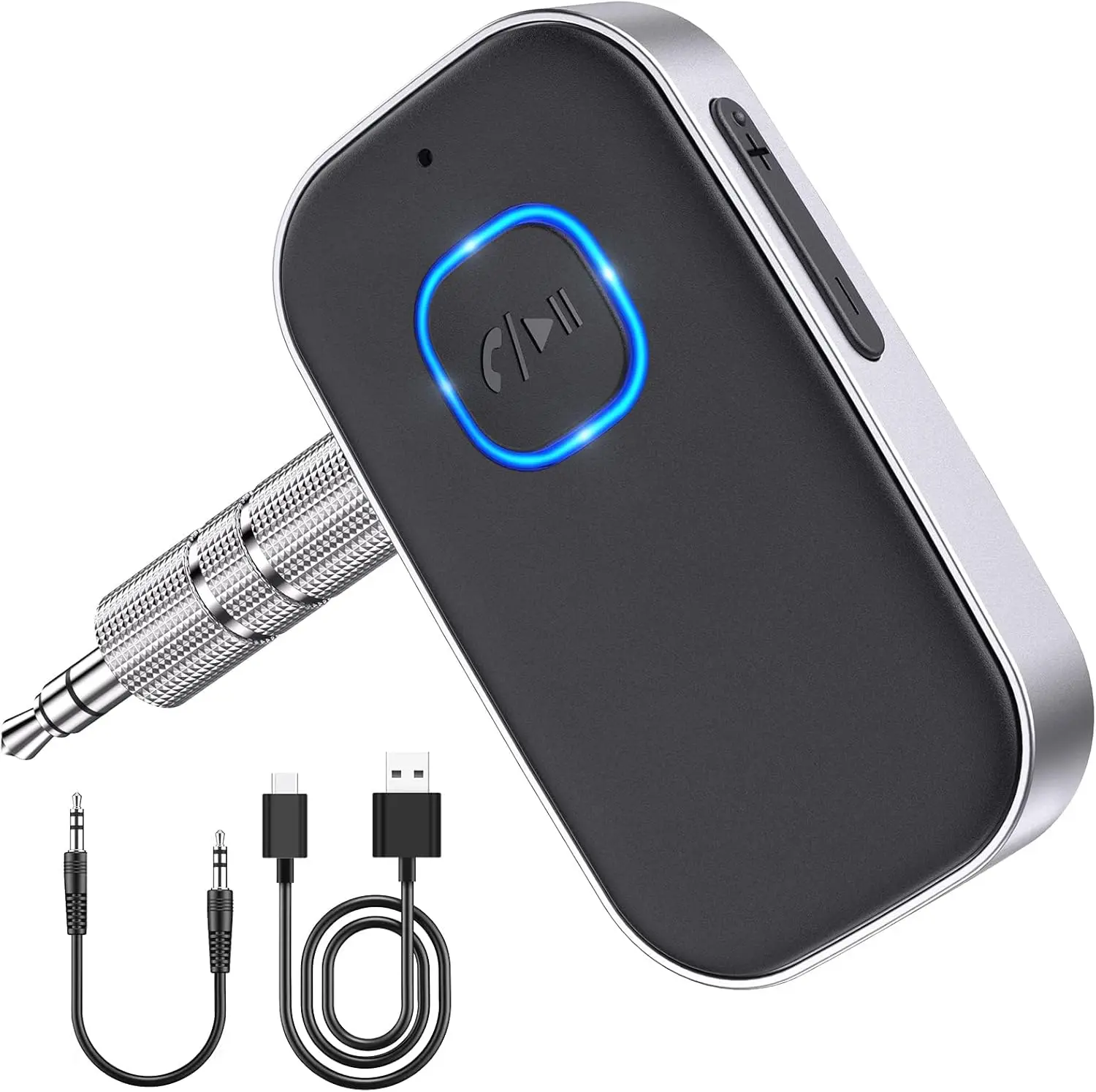 Bluetooth Car Adapter - 3.5 mm Jack Auxiliary to Bluetooth Input Adapter with Built-in Mic, 16H Playtime, Handsfree Call Kit for Car Audio, Home Stereo Speakers, Auxiliary To Bluetooth Input Adapters