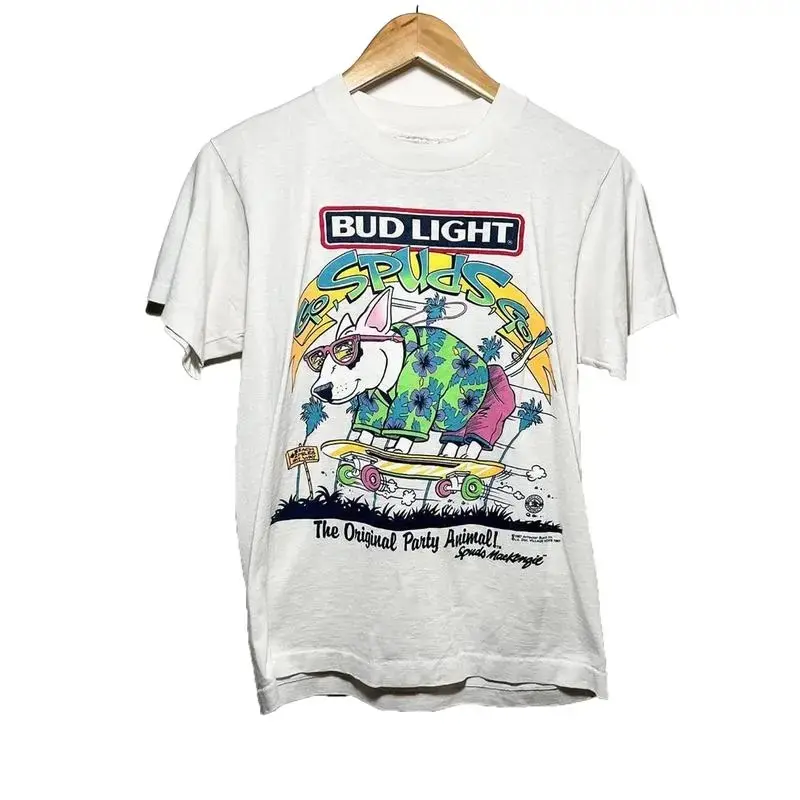 Vintage 1987 Bud Light Spud McKenzie Party Animal Single-Stitch T-Shirt, stylish cotton