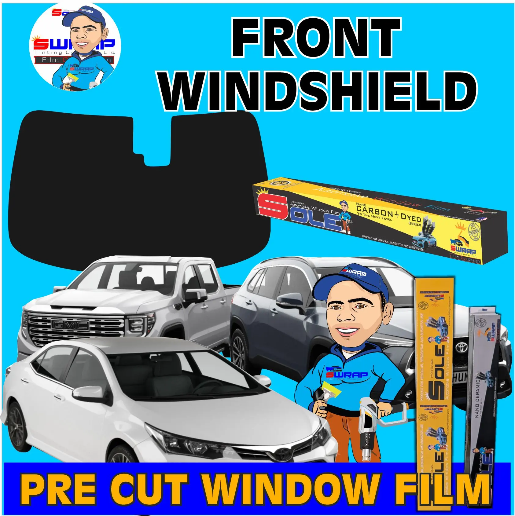 Front Windshield Nano Carbon Tint (Pre-Cut)