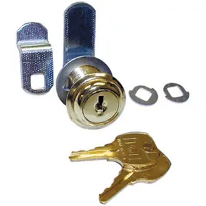 212 MAIN N8060 14A 346 Cam Lock - 1.44 in. Cylinder Length, Matte Nickel Finish, Key Removal Function, Unassembled, Flexible Angle Design for Motorcycle Security Locks