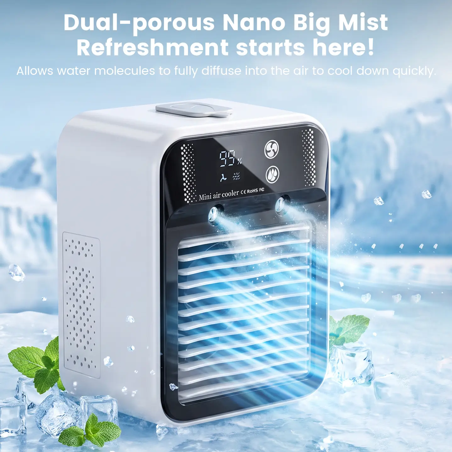3-in-1 Portable Air Mist Fan - 2 Mist Speeds, Personal Household Cooler for Bedroom, Office - 2026 Home Essentials