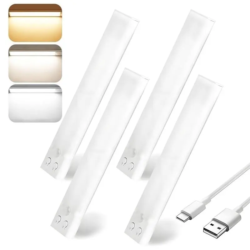 Closet Lights, Under Cabinet Lights with Motion Sensor, USB Rechargeable Night Lights with 3 Color Temps, Portable LED Wall Sconce Strip Lights, Dimmable Wireless Closet Lights with Warm & Cold Lighting, St. Patrick's Day Home Decor, Mother's Day Gifts