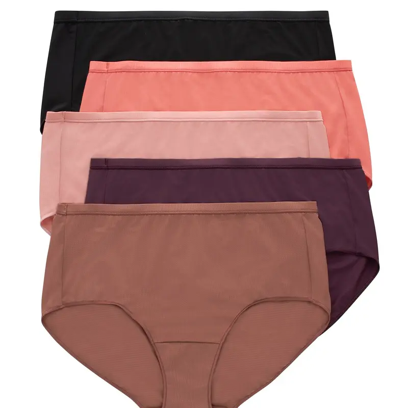 Hanes Just My Size Women's Breathable Mesh Brief Underwear 5-pack (plus ) Multi Pack Comfortable Fit Soft Stretch Fabric Bxp40a