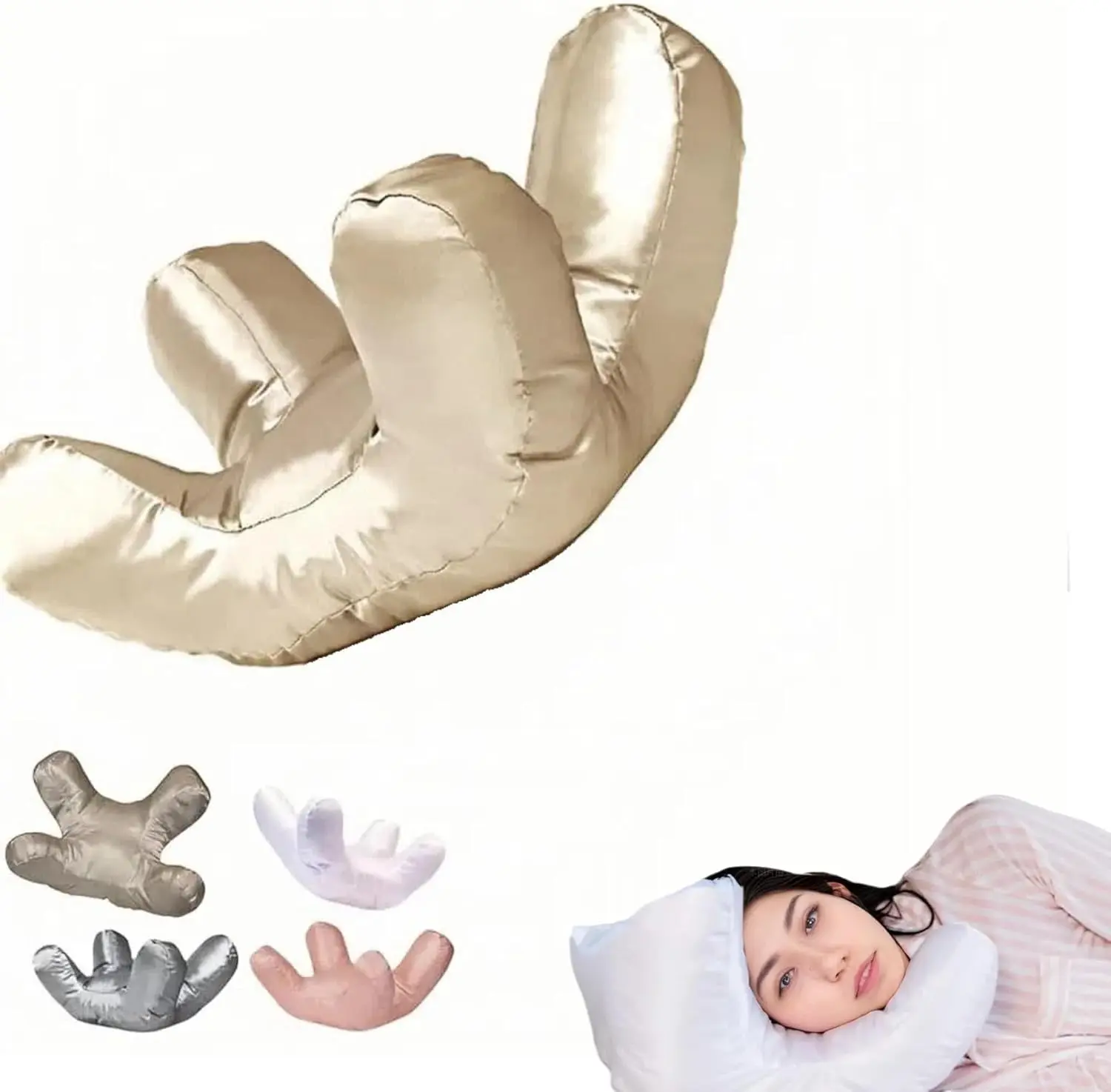 Ergonomic Anatomical Neck Pillow for Side Sleepers - Shredded Memory Foam, Adjustable Support, Breathable Silk Cover for Neck Care & Skin Care, Machine Washable (Remove Fill Before Washing)