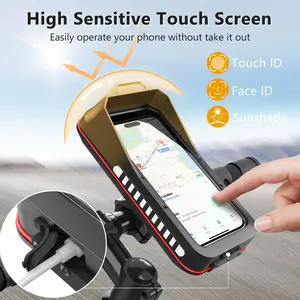 Shock-Absorbing Universal Bike Phone Mount - Rotatable, Waterproof, Anti-Rattle Holder for Cycling & Motorcycling, Fits Electric Scooters & Bicycles, Black with Red Accents, Secure & Easy Access to Your Phone, Secure Phone Mount | Sleek Phone Holder