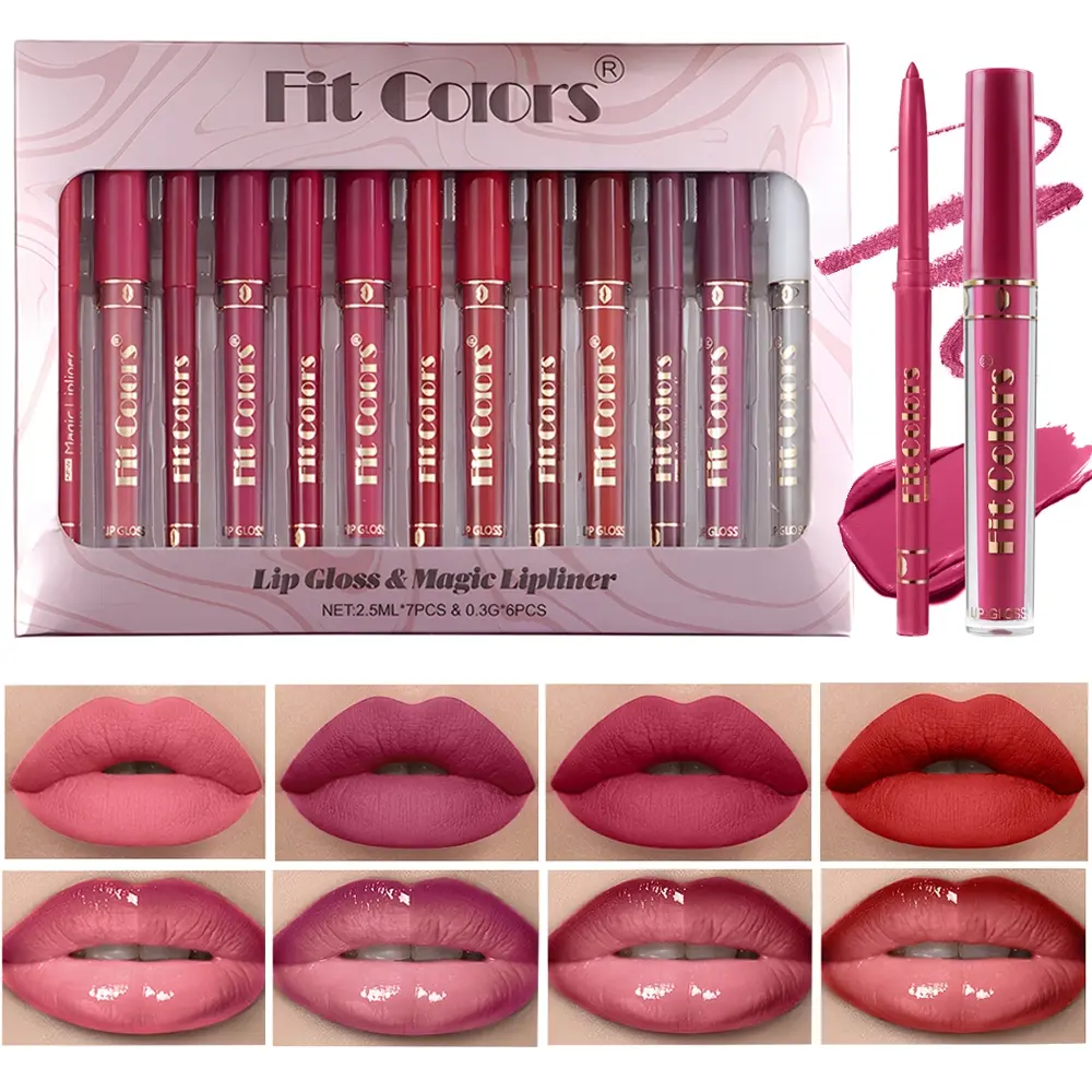 Velvet matte lip kit, easy to apply, waterproof, anti-smudging, long-lasting, natural lip makeup, Lip Products Makeup, Lipgloss, Drugstore Lip Combo