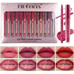 Velvet matte lip kit, easy to apply, waterproof, anti-smudging, long-lasting, natural lip makeup, Lipgloss, Drugstore Lip Combo