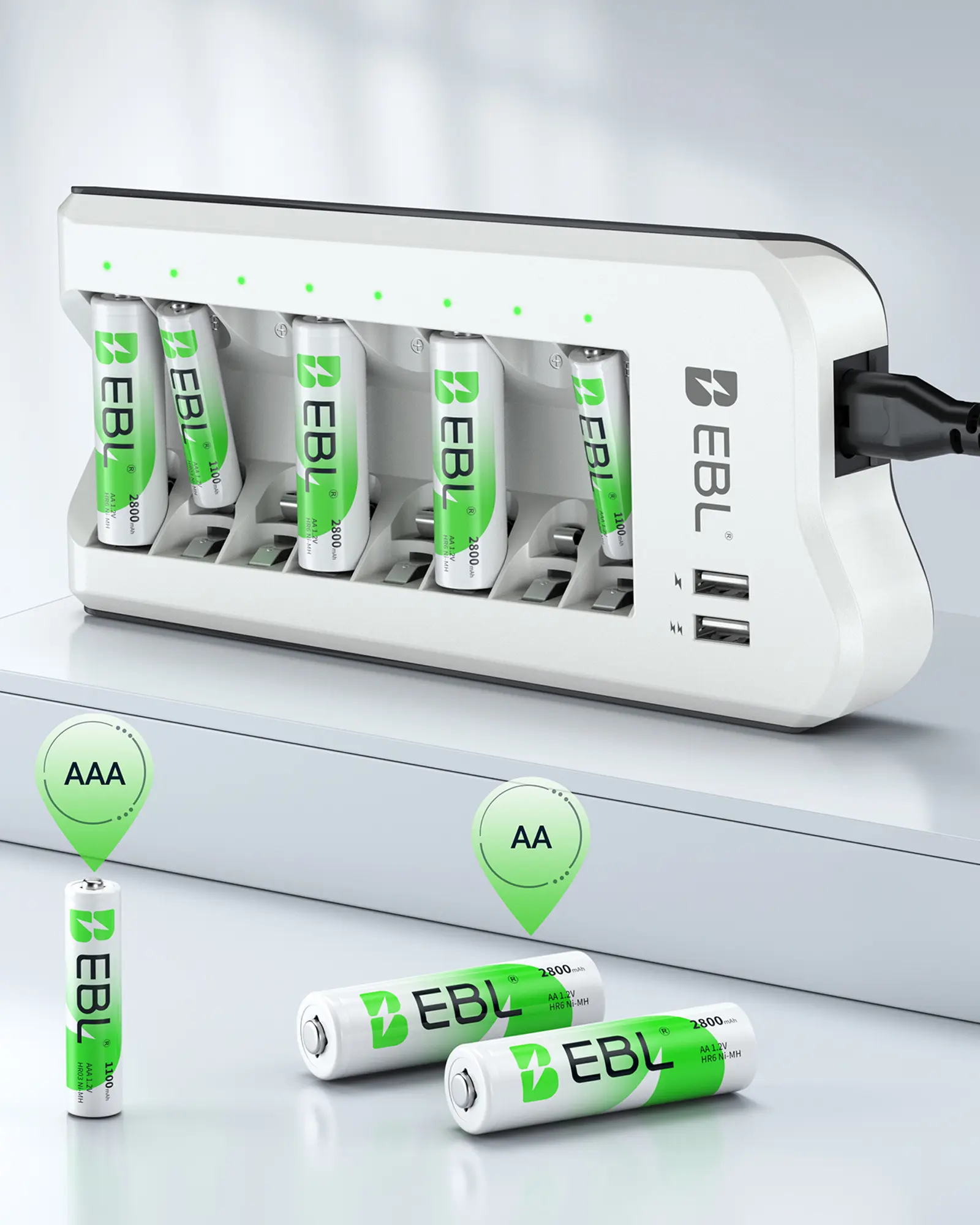EBL Updated 808U Battery Charger with AA/AAA Ni-MH Rechargeable Batteries