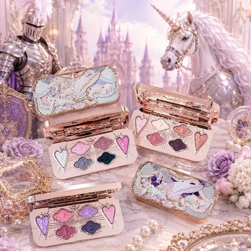 Knight Unicorn 6 Color Satin Eyeshadow Palette Shimmer Matte Long Lasting High Pigment Fairycore Dreamy Makeup